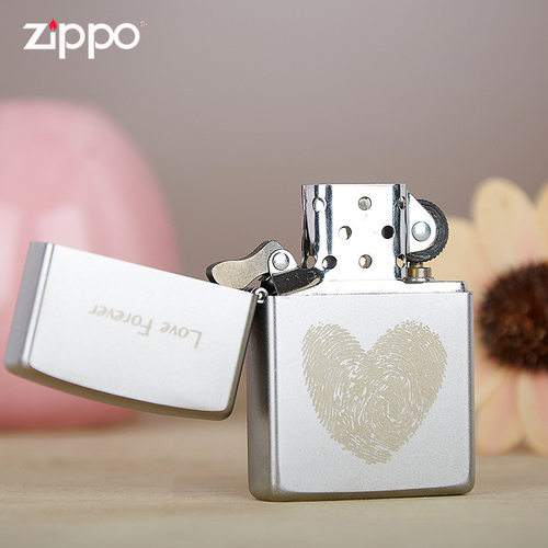 zippo正版防风煤油芝宝打火机磨砂指纹爱心创意情侣情人节礼物男