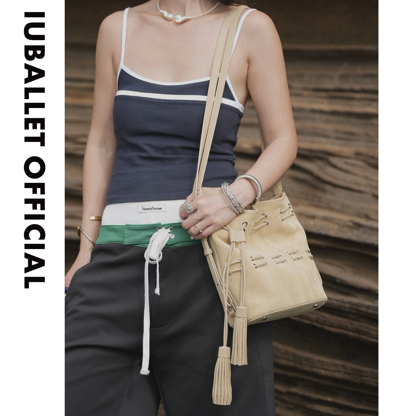 IUBALLET 回南柳 2025冬流苏水桶包女单肩斜挎包小众高级感双肩包