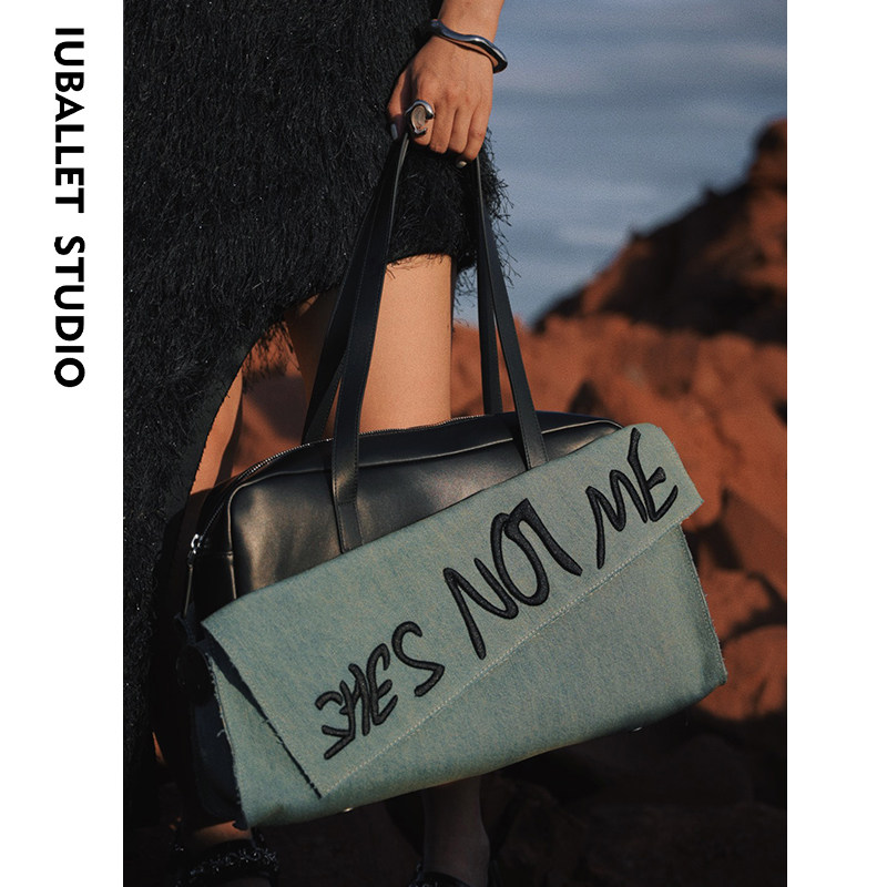 IUBALLET两幅面孔设计师款大容量通勤托特包牛皮单肩大包电脑包