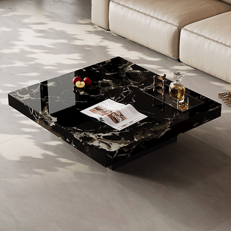 2026新款意式极简天然大理石茶几正方形客厅家用轻奢高级感茶几