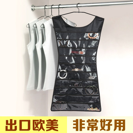首饰品收纳袋挂袋手镯链耳环整理储物袋盒子门后墙上挂网格家用