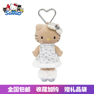 日本正版三丽鸥黑皮长腿hellokitty波点连衣裙毛绒公仔玩偶包挂件