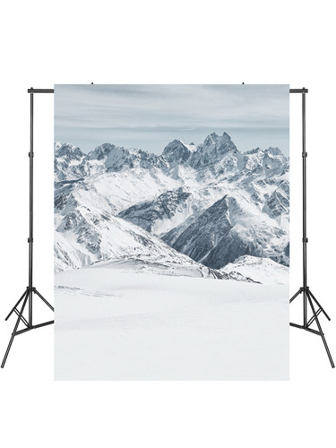 雪山雪地雪景背景布写真直播装饰