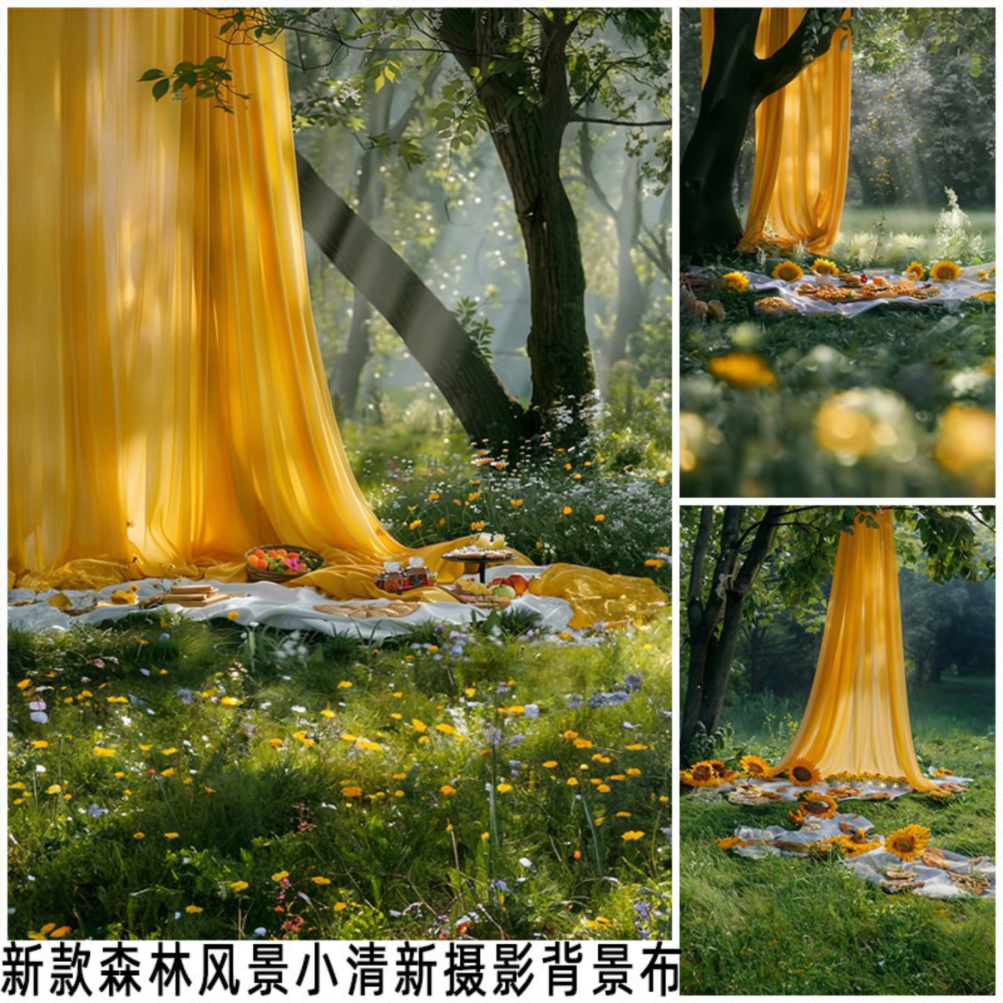 森林风景小清新摄影背景拍照直播