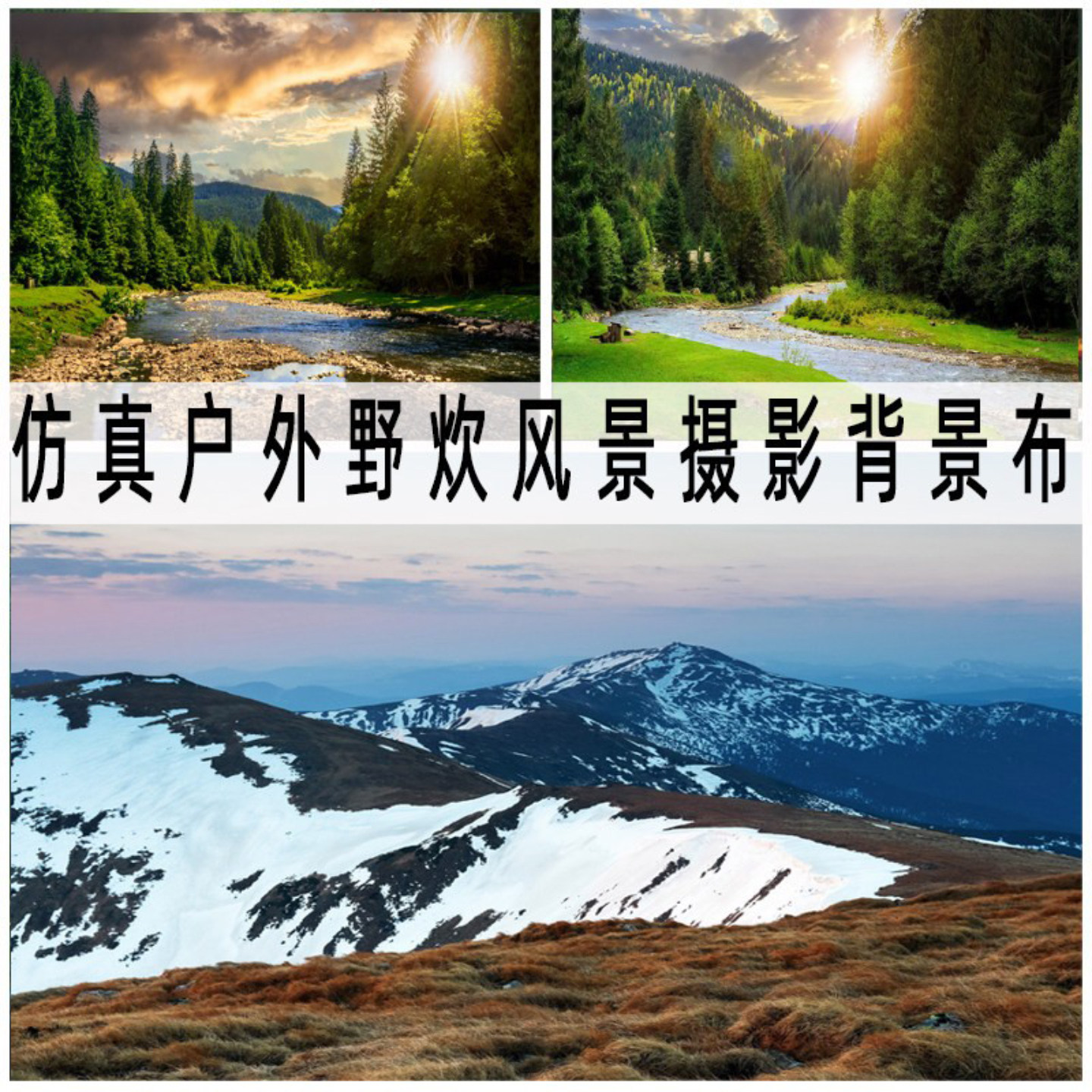 户外野炊仿真直播背景布网红装饰