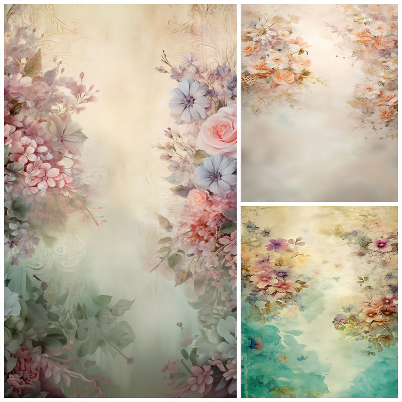 欧式油画简约鲜花背景布室内拍照