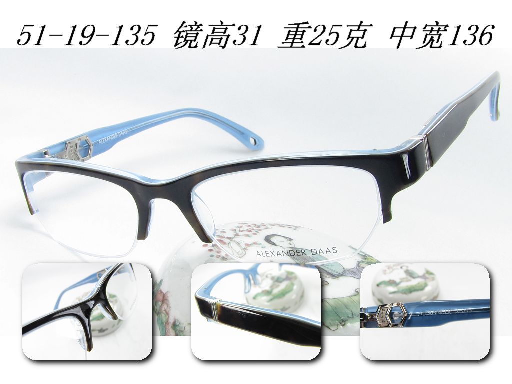 正品 ALEXANDER DAAS 美国板材半框眼镜架 Wisdom 男女 玳瑁蓝