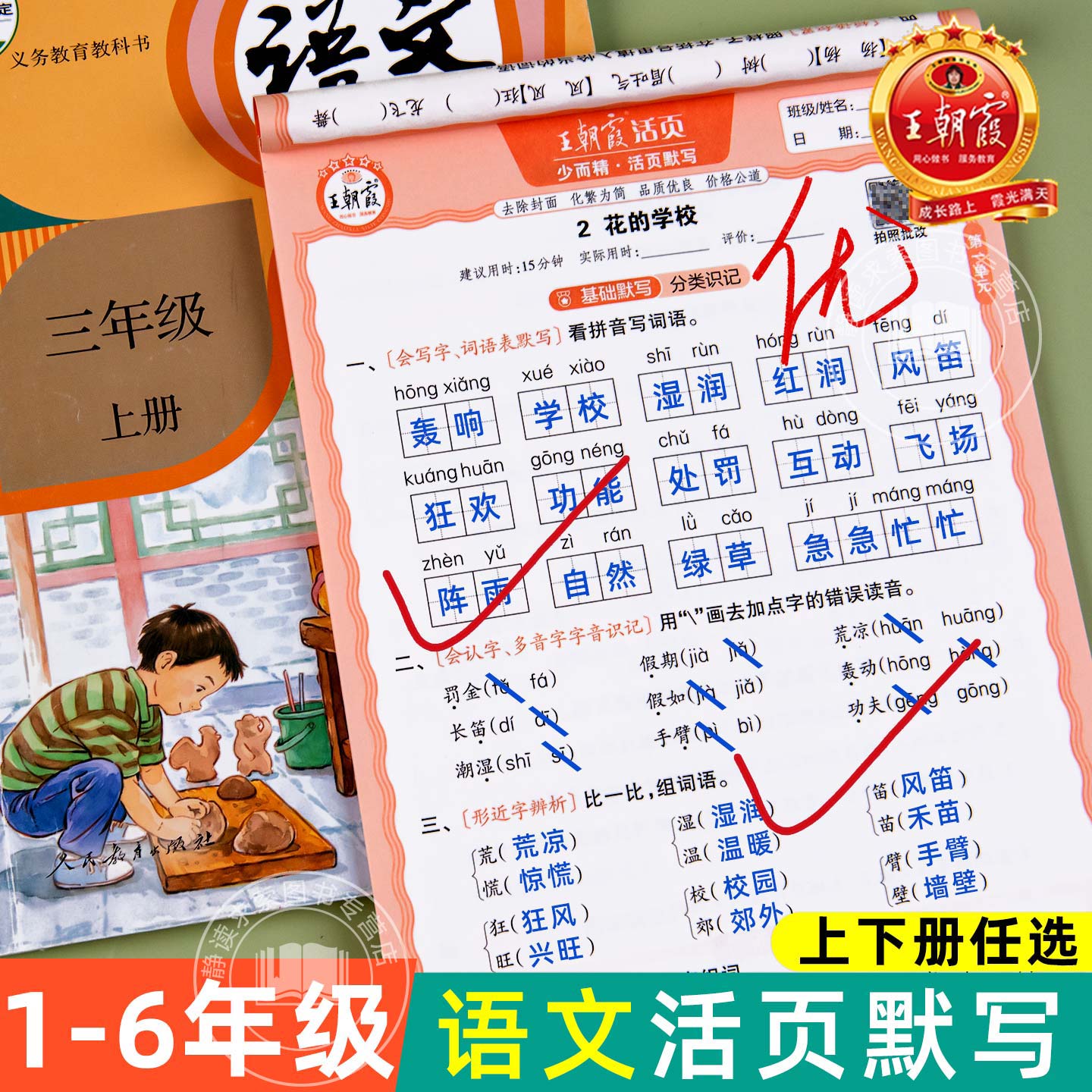 2025秋王朝霞少而精活页默写一二三四五六年级下册看拼音写词语人教版上册语文专项训练单元默写能手字词句训练本复习语文默写纸