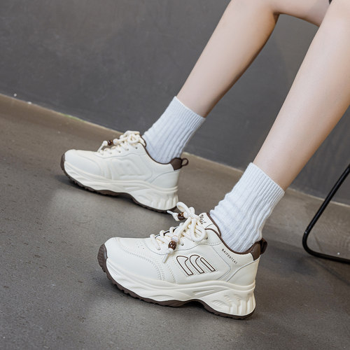 厚底老爹鞋女真皮运动休闲鞋