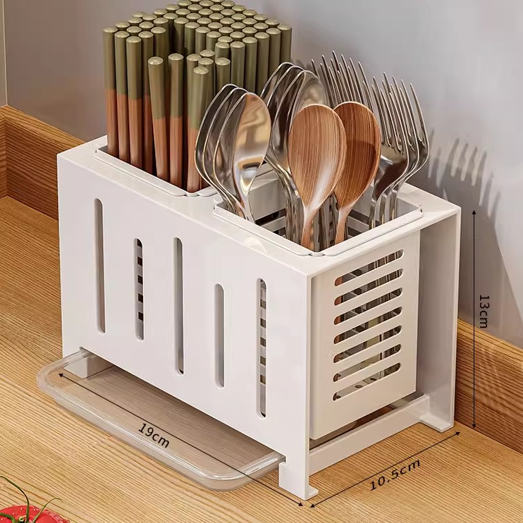 不锈钢厨房沥水筷子筒上墙壁挂式家用台面勺子收纳盒置物架筷笼篓