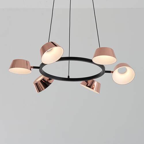 台湾设计师Seeddesign 环形客厅吊灯现代简约餐厅卧室红铜LED灯具