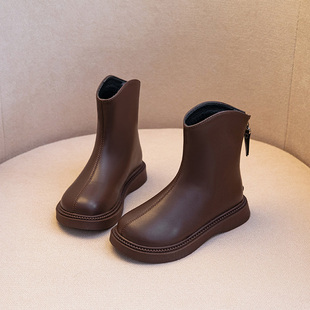 女童马丁靴秋冬2025新款儿童短靴小女孩二棉皮靴黑色加绒中筒靴子