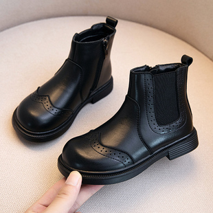 女童马丁靴真皮2025春秋新款儿童靴子软底单靴男童短靴宝宝演出靴