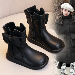 女童马丁靴真皮2025秋冬新款 儿童软底公主靴加绒二棉皮靴保暖棉靴