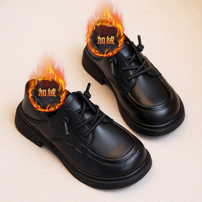 儿童皮鞋2025新款黑色软底