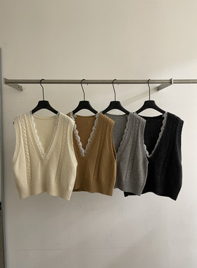 2026年春季新款韩版设计感蕾丝拼接针织马甲女洋气背心叠穿上衣潮