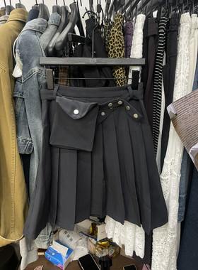 Hhh 2025年早秋新款韩版设计感气质百褶裙女宽松显瘦半身裙短裙