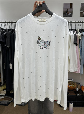 2026年春季新款韩版设计感重工烫钻宽松圆领长袖T恤防晒衫上衣女