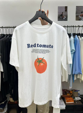 2026年春季新款韩版设计感小众番茄印花宽松显瘦圆领短袖T恤上衣