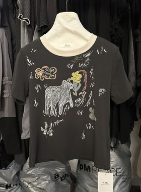 2026年夏季新款韩版小个子设计感卡通刺绣短款圆领短袖T恤上衣女