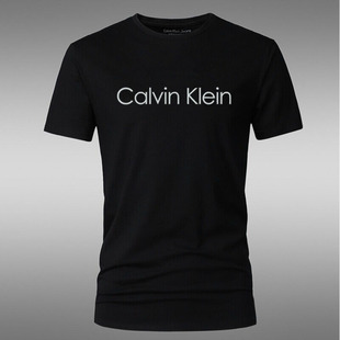 夏季ck短袖t恤男士圆领修身纯棉时尚印花休闲大码半袖上衣男装