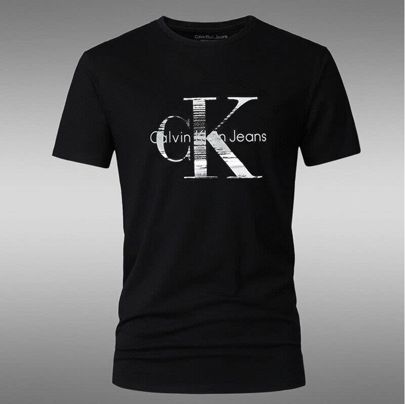 夏季新款ck短袖t恤男士圆领纯棉loog印花韩版男装大码半袖打底衫