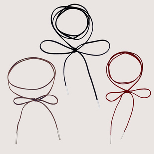 项链黑色绳子腰带装 极简风长款 饰蝴蝶结脖子饰品欧美ins风简约潮