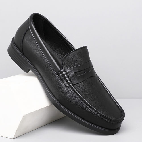 便士乐福鞋Penny Loafer美式商务休闲皮鞋荔枝纹轻软牛皮低跟男鞋