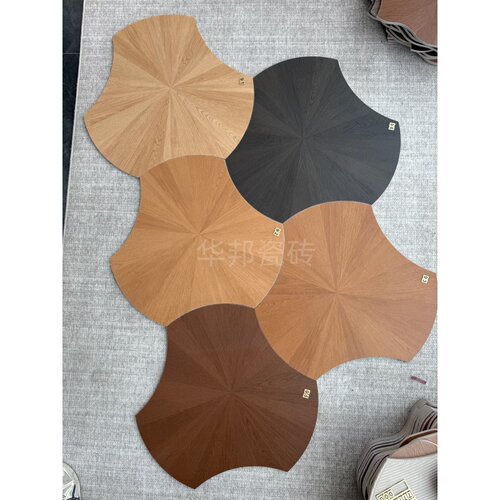 胡桃木色荷叶木纹砖520*600