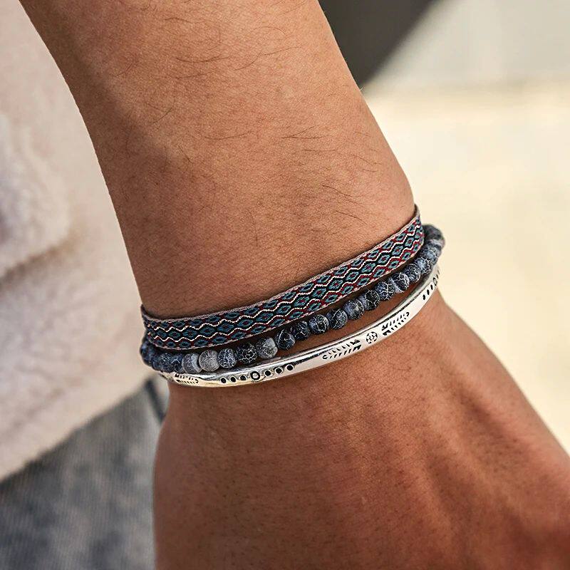 thumbnail for 3Pcs/ Set  Buddhism Lucky Knot Rope Men' s Bracelet N
