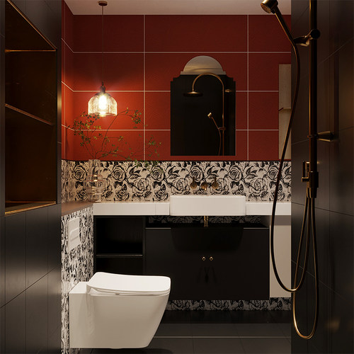 复古卫生间玫瑰花砖300*300