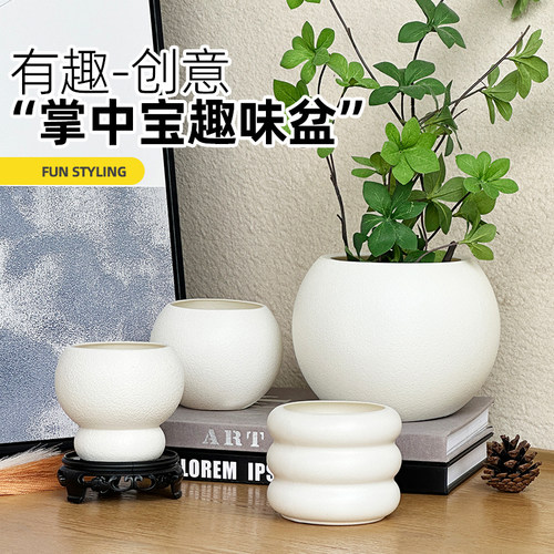 可爱圆球桌面创意树脂花盆