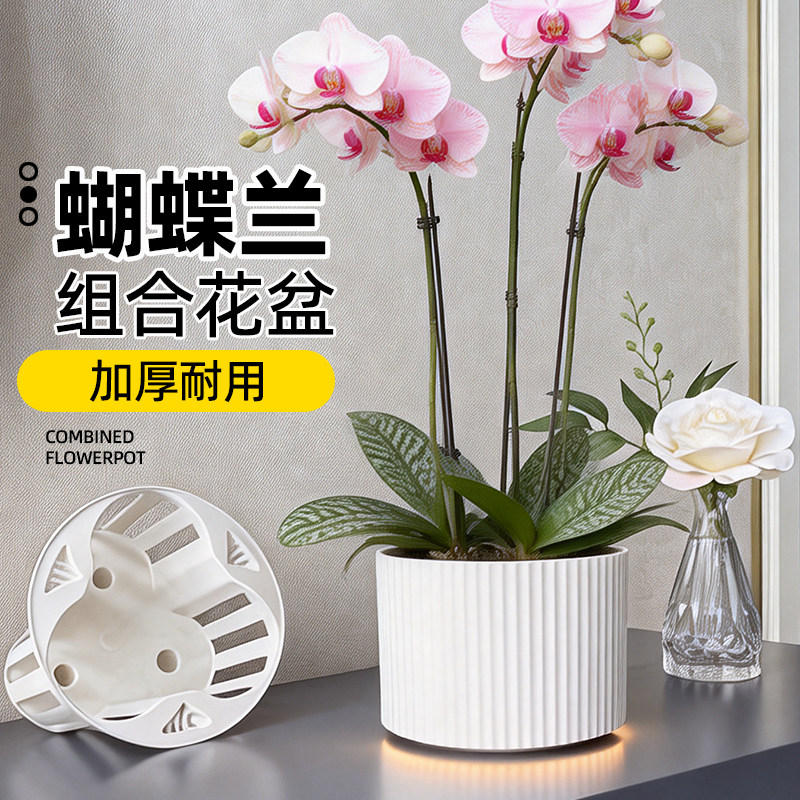 蝴蝶兰花盆家用塑料仿陶瓷绿萝专用透气自吸水水培树脂加厚耐用