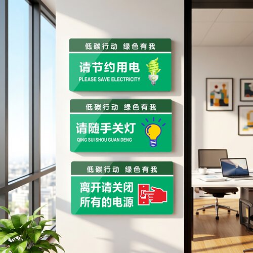 亚克力请随手关灯节约用电提示牌