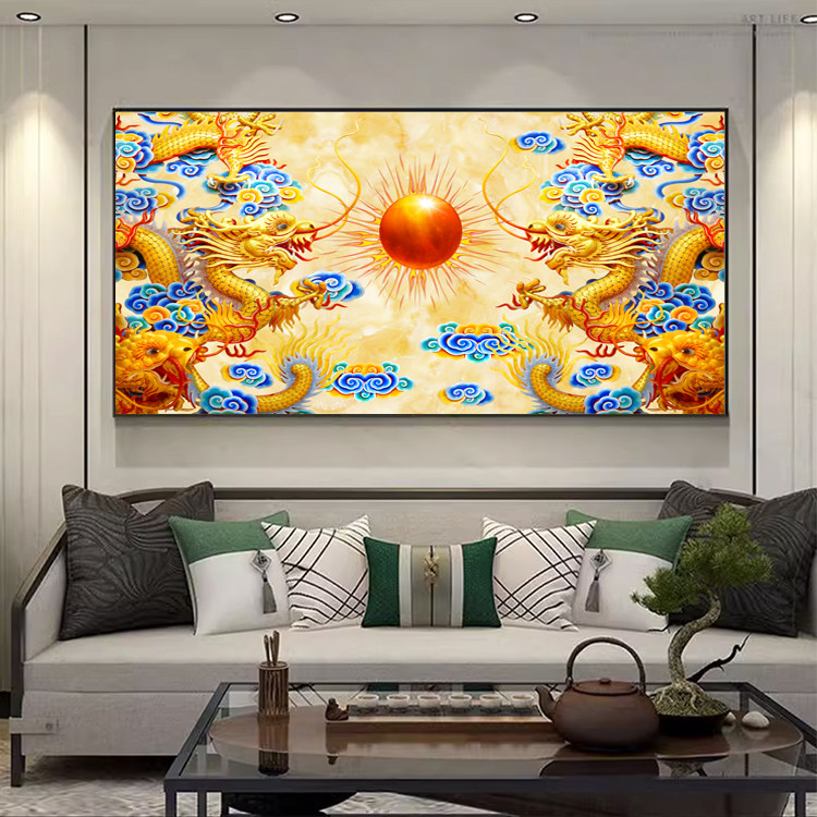 龙挂画金龙招财办公室壁画龙年背景墙画龙图腾画像镇宅客厅装饰画