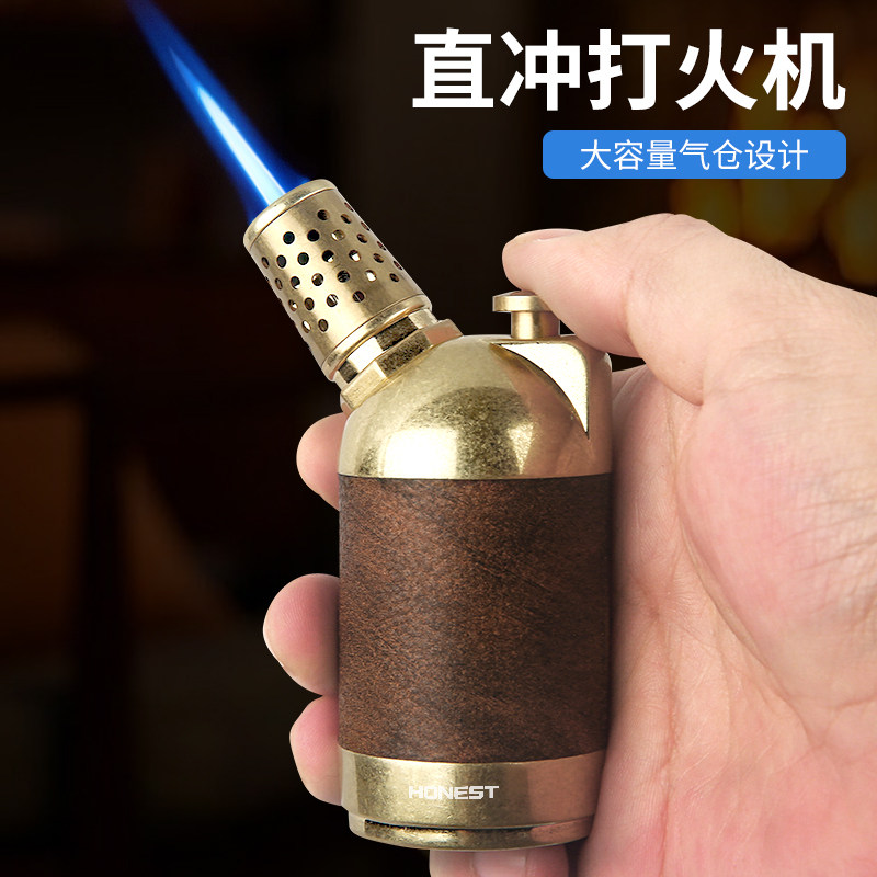 小台式大炮充气打火机防风直冲喷火枪耐用点雪茄艾灸专充气打火机