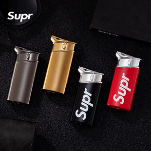 新款斜火点烟斗点烟丝抽旱烟打火机跨境外贸金属充气明火打火机潮