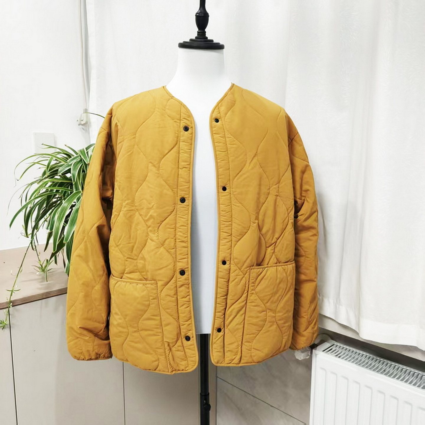 鹅绒夹棉防风抗寒保暖无领羽绒服