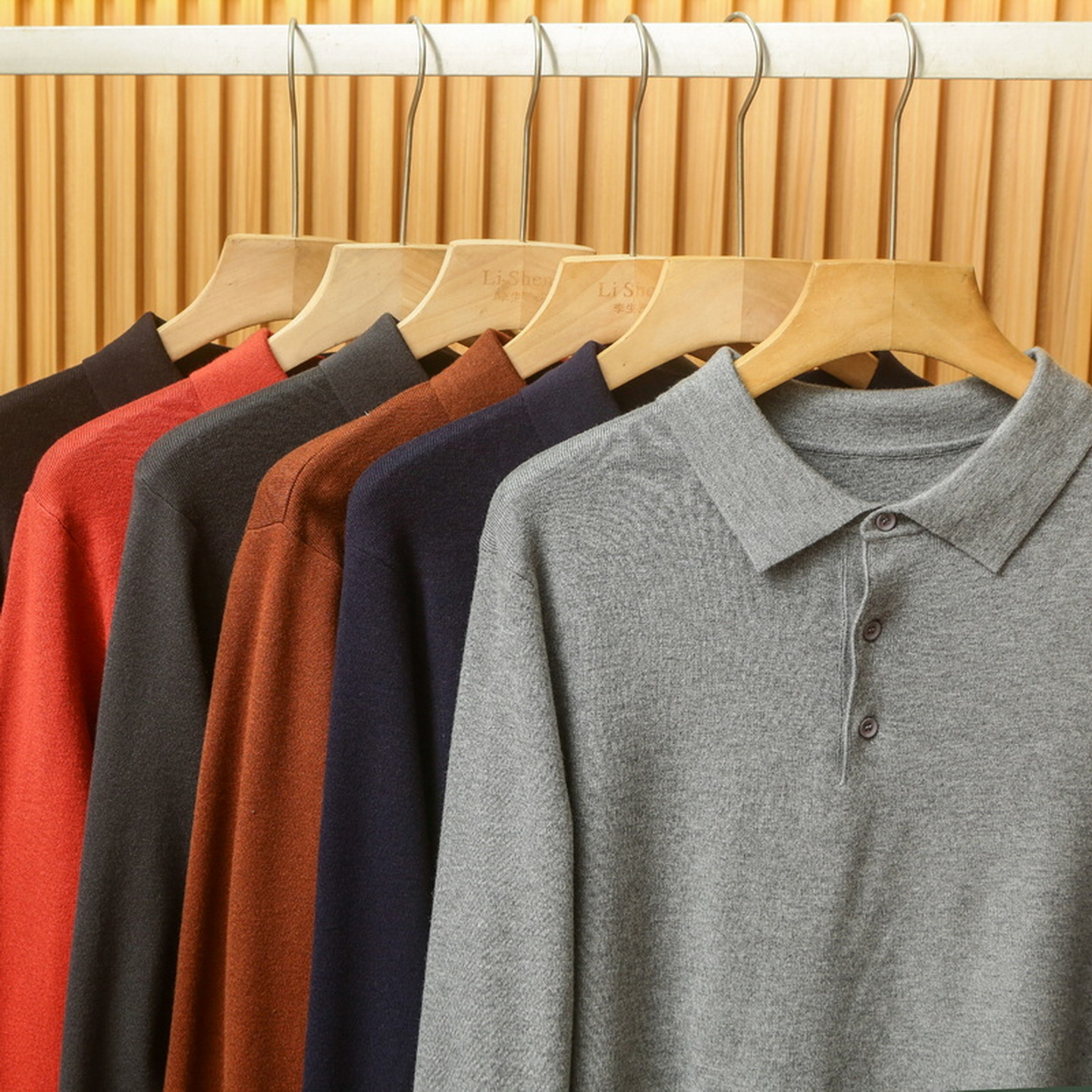 羊毛混纺POLO翻领针织衫套头毛衣