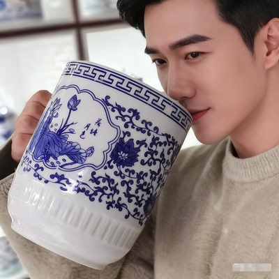 景德镇主人杯大容量青花瓷中式
