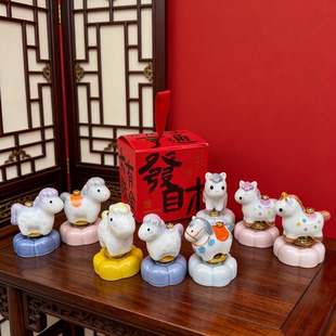 马年沾喜气结晶釉小马摆件可旋转桌面装饰创意摆饰2026新款送礼