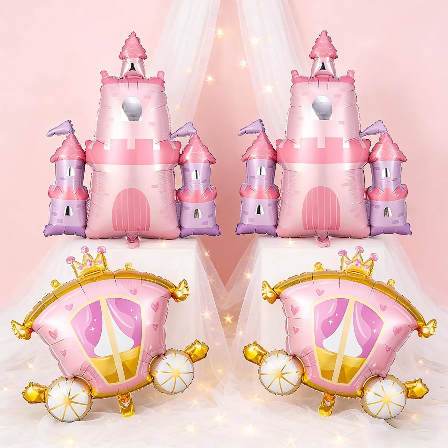 梦幻城堡公主马车造型铝膜气球 儿童派对装饰女孩周岁生日气球