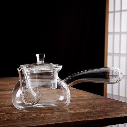明火煤油空气灯侧把玻璃花草茶壶