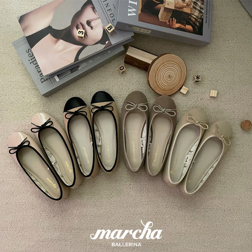 marcha芭蕾舞圆头软底蝴蝶结瓢鞋