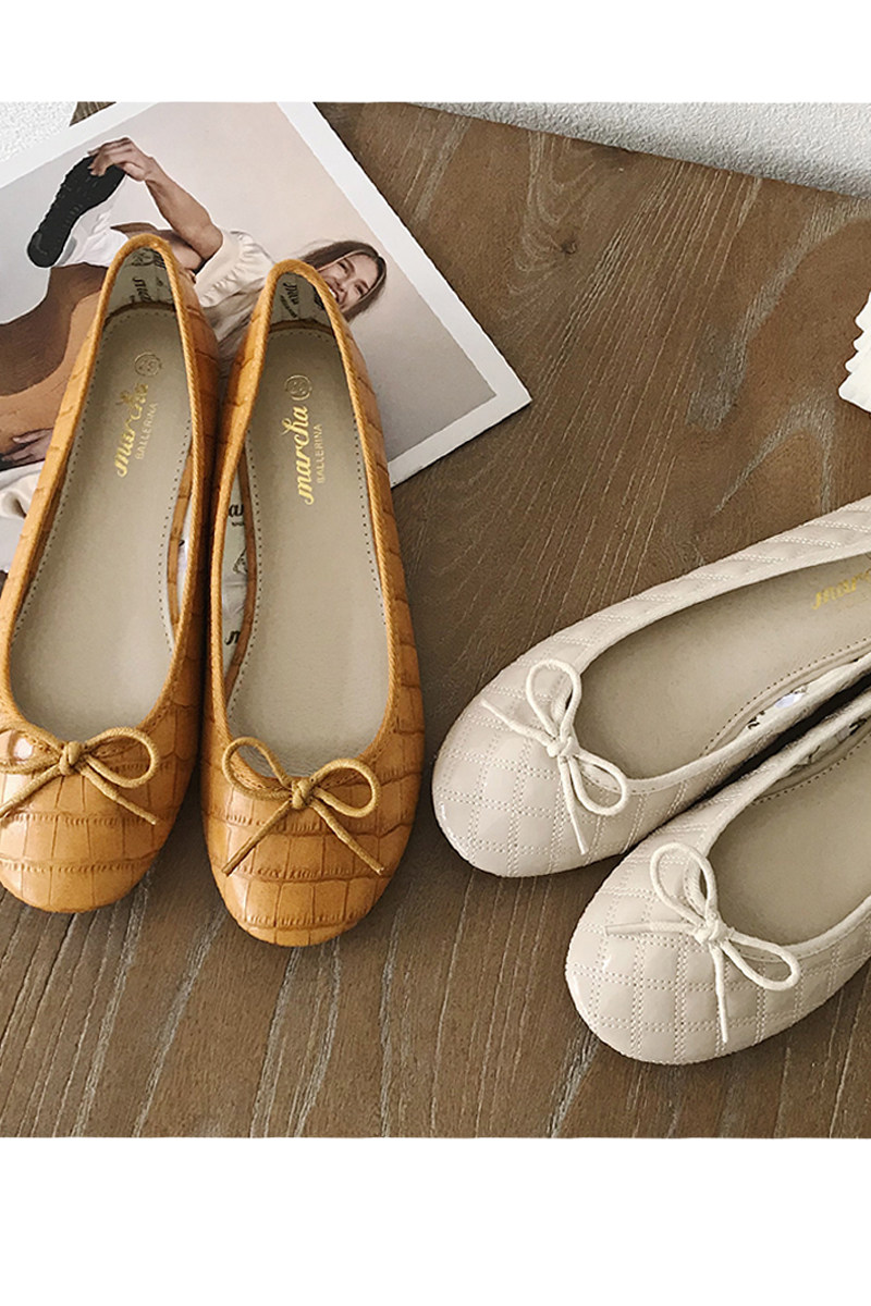 MARCHA BALLET SHOES HONG KONG FOUR SEASONS WOMENS SINGLES BOW ROUND FLAT PUMPS WILD TEMPERAMENT LADIES