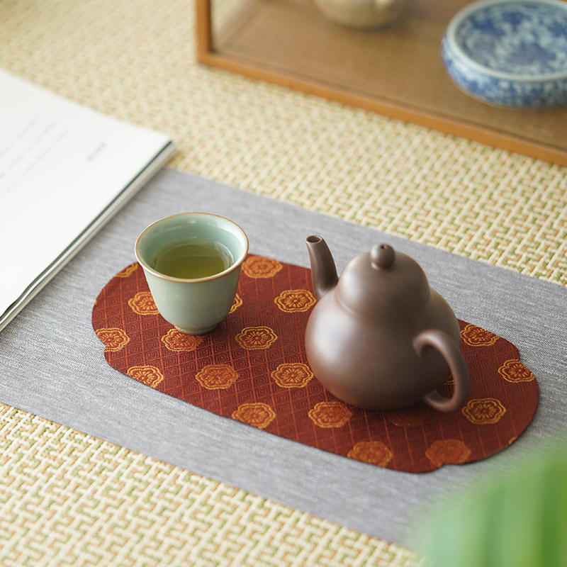 归云居 东方色系列织锦布艺小茶垫 中式传统布艺小茶席 知舍织造