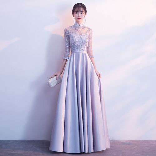 晚礼服女中式旗袍伴娘服主持人迎宾颁奖礼仪中国风艺考合唱演出