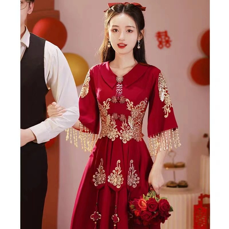 中式敬酒服新娘旗袍2025新款结婚嫁衣礼服裙高级感订婚秀禾服秋冬