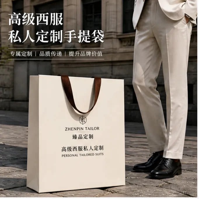 高级西服服装店手提袋高档时尚礼袋正装定制包装袋手拎袋礼盒袋子