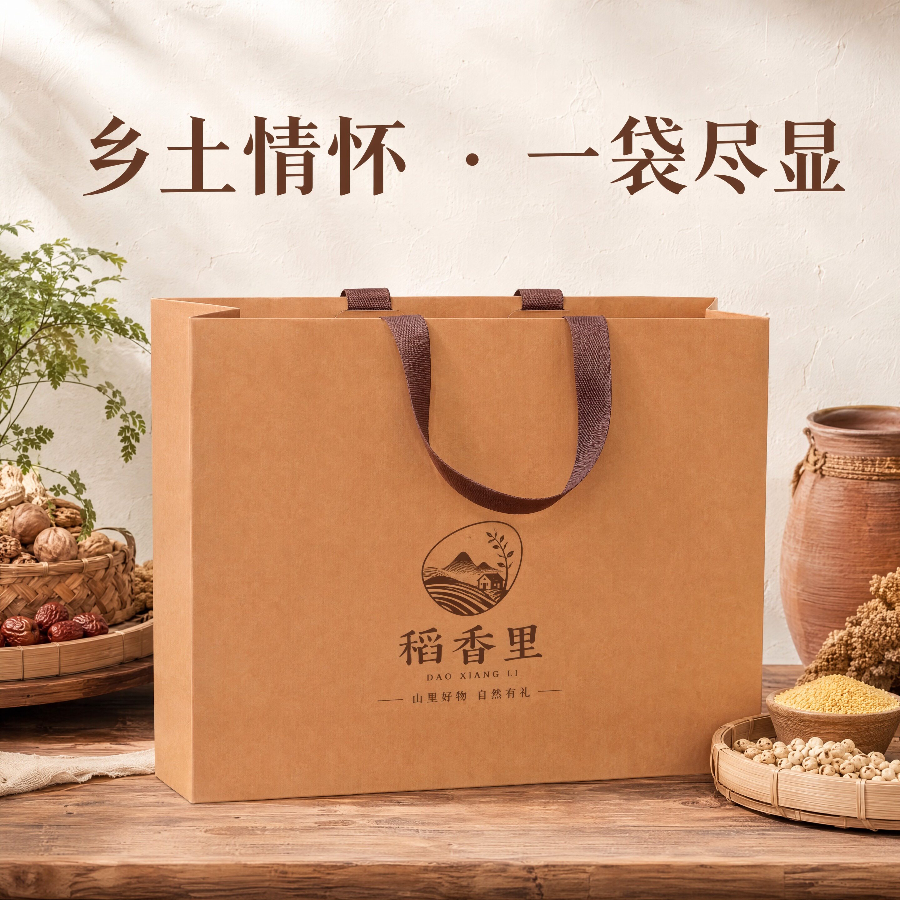 土特产农产品店纸袋手提袋燕窝礼袋糕点定制包装袋手拎袋打包袋子